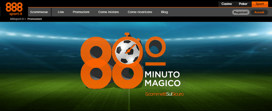 888sport: la nuova promo si chiama 88° Minuto Magico