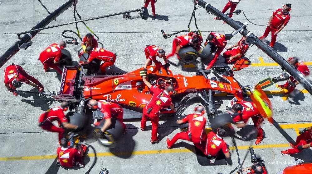 Ferrari team boxes