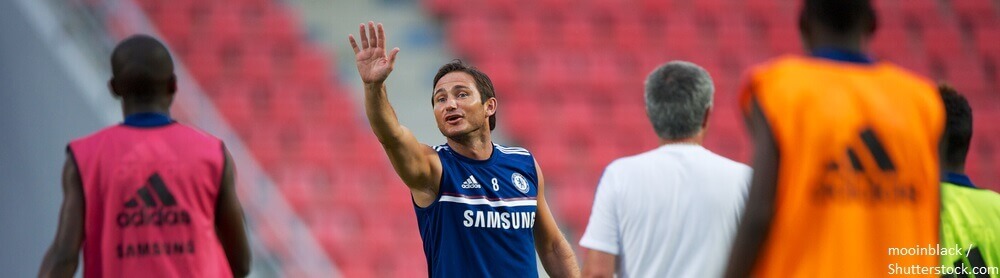 BANGKOK THAILAND JULY 16 Frank Lampard L of Chelsea FC in action during a Chelsea FC training session at Rajamangala Stadium on July 16 2013 in Bangkok Thailand. BANNER