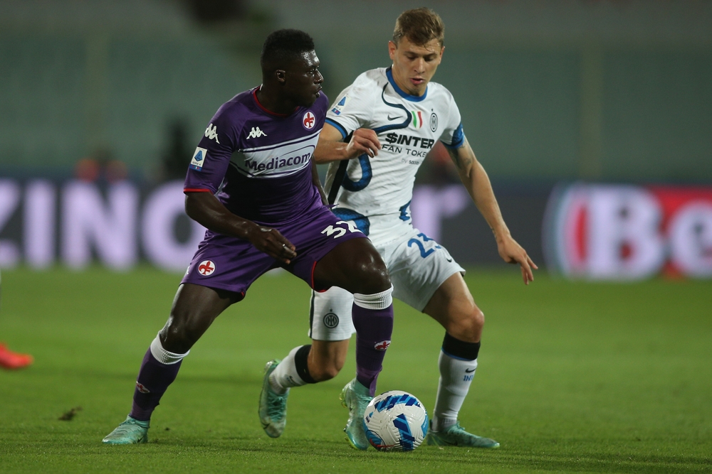 Florence,,Italy, ,21.09.2021:,Duncan,(fiorentina),,Barella,(inter),In,Action