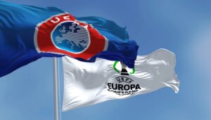 Prague,,Czech,Rep,,July,2022:,Flags,With,Uefa,And,Uefa
