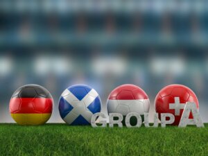 Football,Balls,With,Flags,Of,Euro,2024,Group,A,Teams