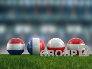 Football,Balls,With,Flags,Of,Euro,2024,Group,D,Teams