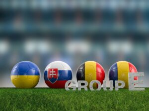 Football,Balls,With,Flags,Of,Euro,2024,Group,E,Teams