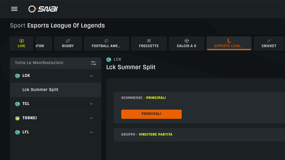 Scommettere,Sugli,E,Sport,Con,SNAI,Screenshot,Dalla,Area,Dedicata,Del,Sito